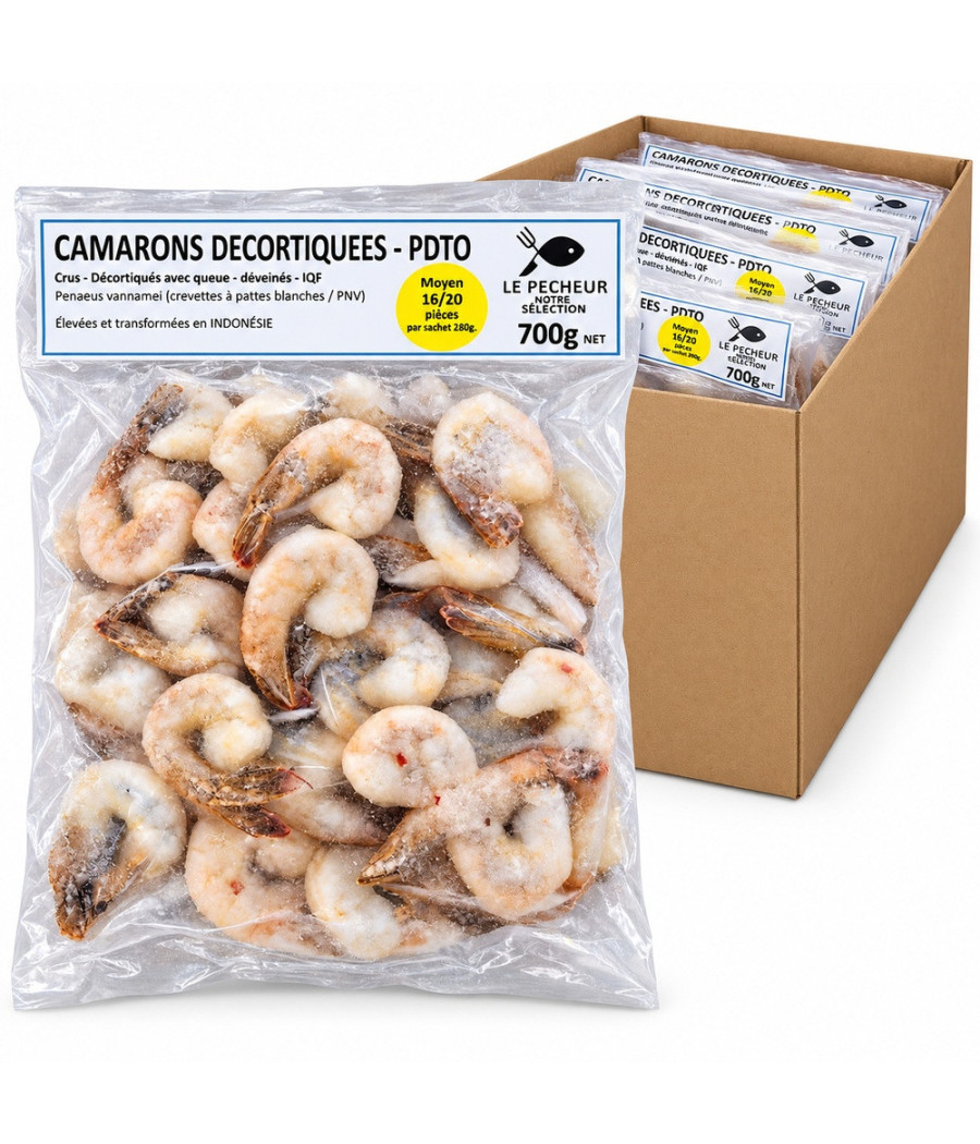 CREVETTES TROPICALES (CAMARON) DÉCORTIQUÉES SURGELÉES CARTON 10X700G 7KG