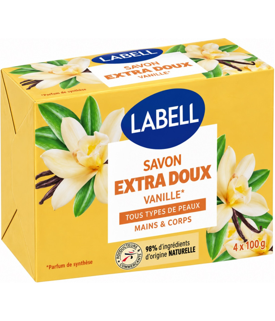 SAVON EXTRA DOUX VANILLE CARAMEL LABELL 4X100G