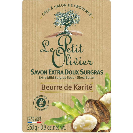 SAVON EXTRA DOUX SURGRAS BEURRE DE KARITE LE PETIT OLIVIER 250G