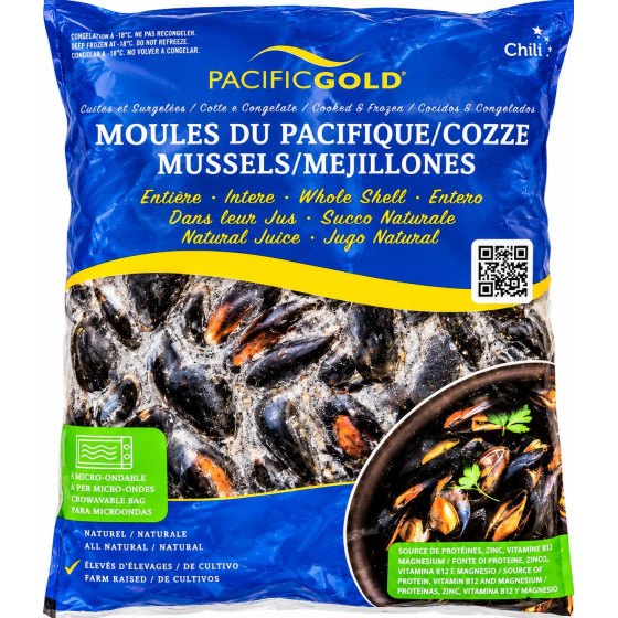 MOULES DU PACIFIQUE ENTIERES CUITES SOUS-VIDE SURGELEES 1KG