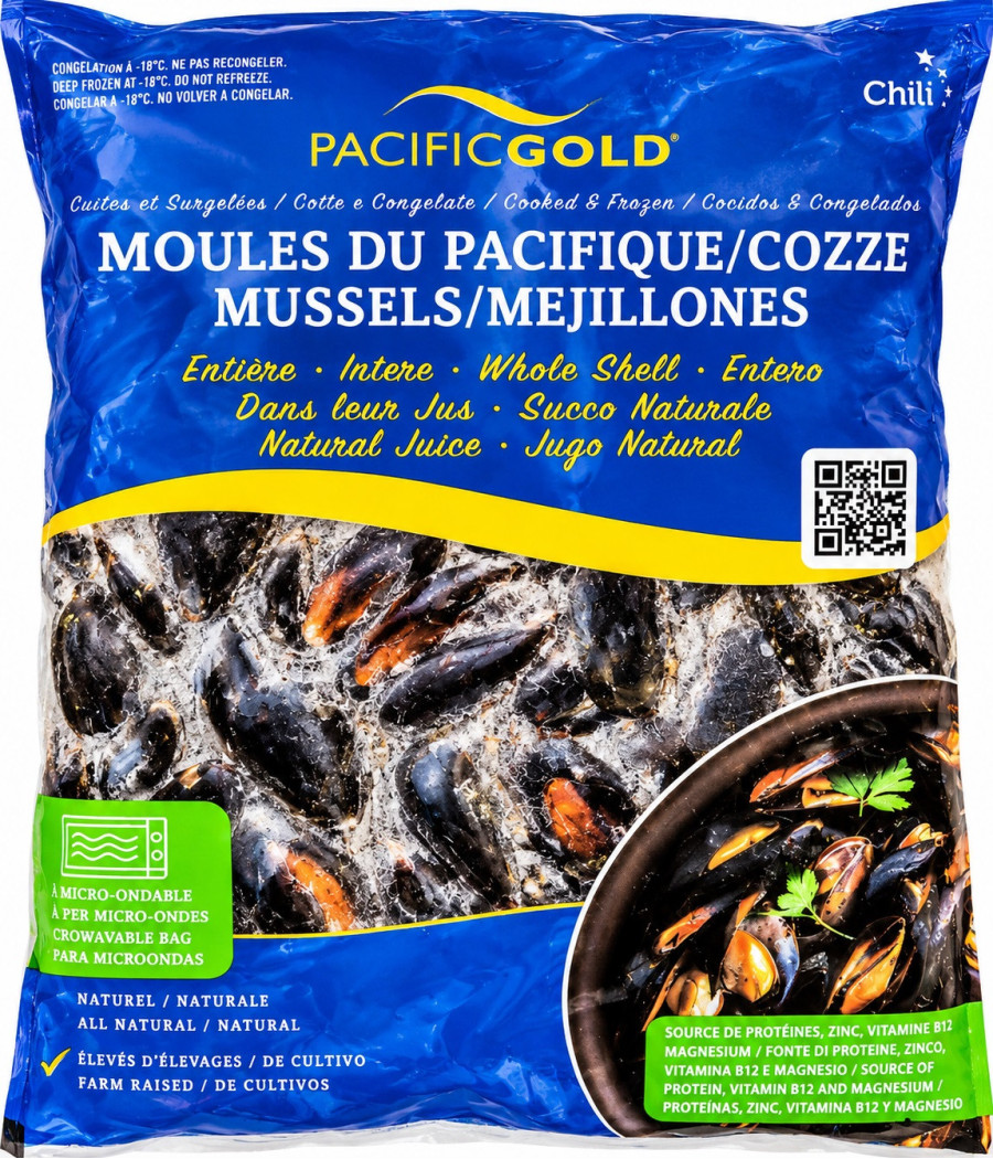 MOULES DU PACIFIQUE ENTIERES CUITES SOUS-VIDE SURGELEES 1KG