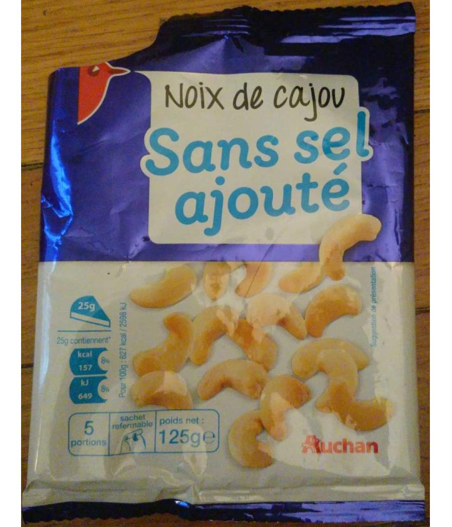 NOIX DE CAJOU SANS SEL AUCHAN 125G