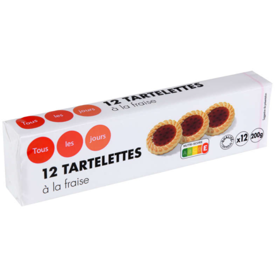 BISCUITS TOUT LES JOURS TARTELETTES A LA FRAISE X12 200G