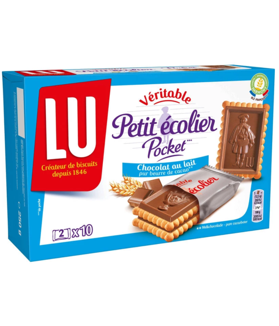 VERITABLE PETIT ECOLIER POCKET CHOCOLAT AU LAIT LU 10 X 25G
