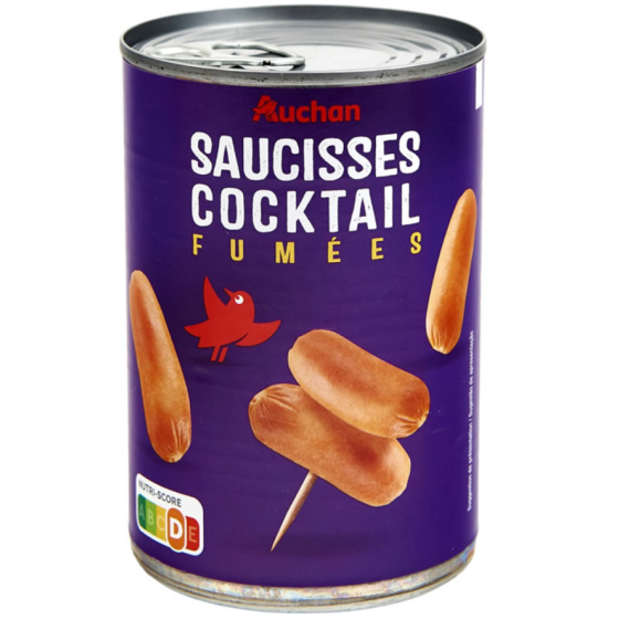 SAUCISSES COCKTAIL FUMEES AUCHAN 8 PORTIONS 400G