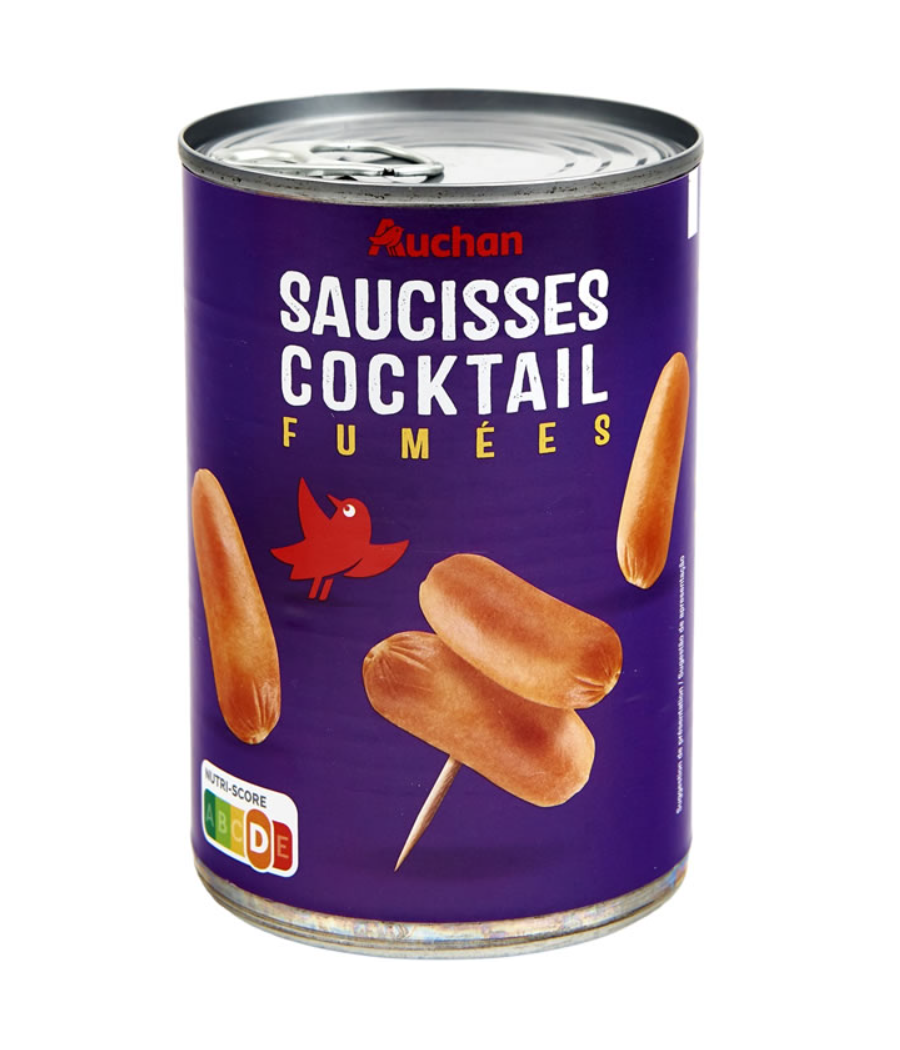 SAUCISSES COCKTAIL FUMEES AUCHAN 8 PORTIONS 400G