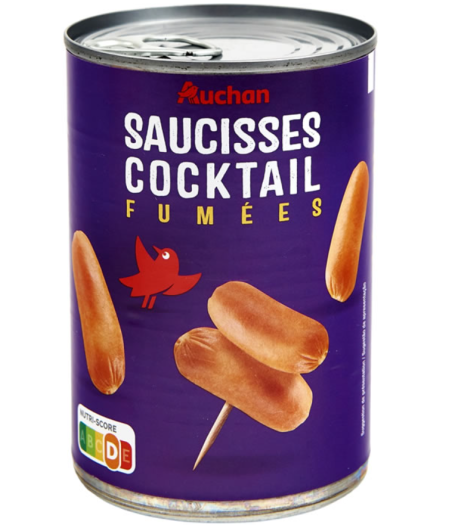 SAUCISSES COCKTAIL FUMEES AUCHAN 8 PORTIONS 400G