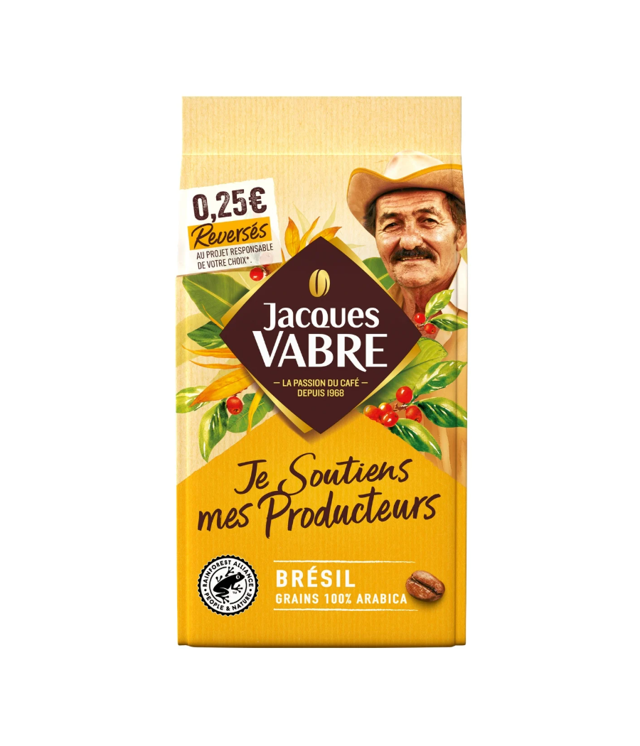 CAFE JACQUES VABRE EN GRAIN 100% ARABICA 400G