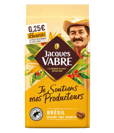 CAFE JACQUES VABRE EN GRAIN 100% ARABICA 400G