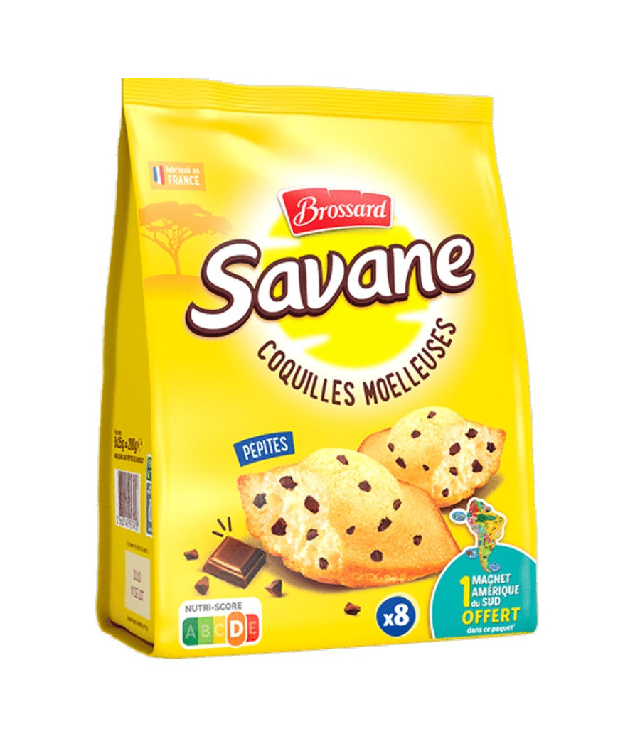 MADELEINES COQUILLES MOELLEUSES PEPITES DE CHOCOLAT SAVANE 200G