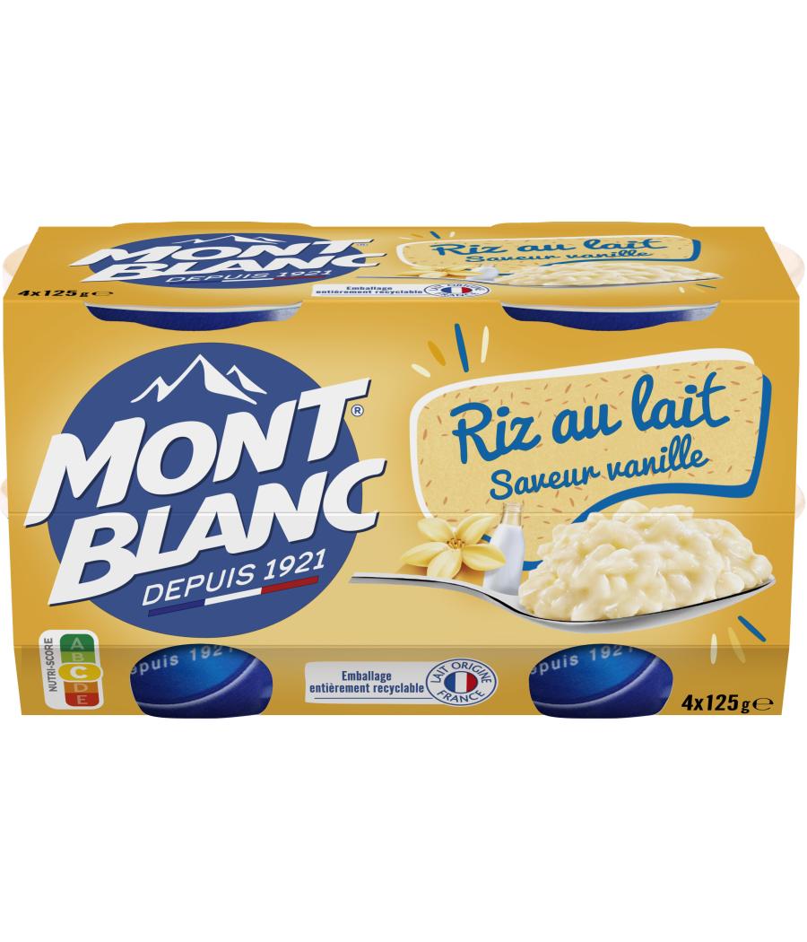CREME DESSERT COUPELLES RIZ AU LAIT VANILLE MONT BLANC 4 X 125G