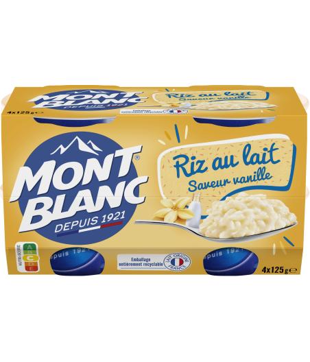 CREME DESSERT COUPELLES RIZ AU LAIT VANILLE MONT BLANC 4 X 125G