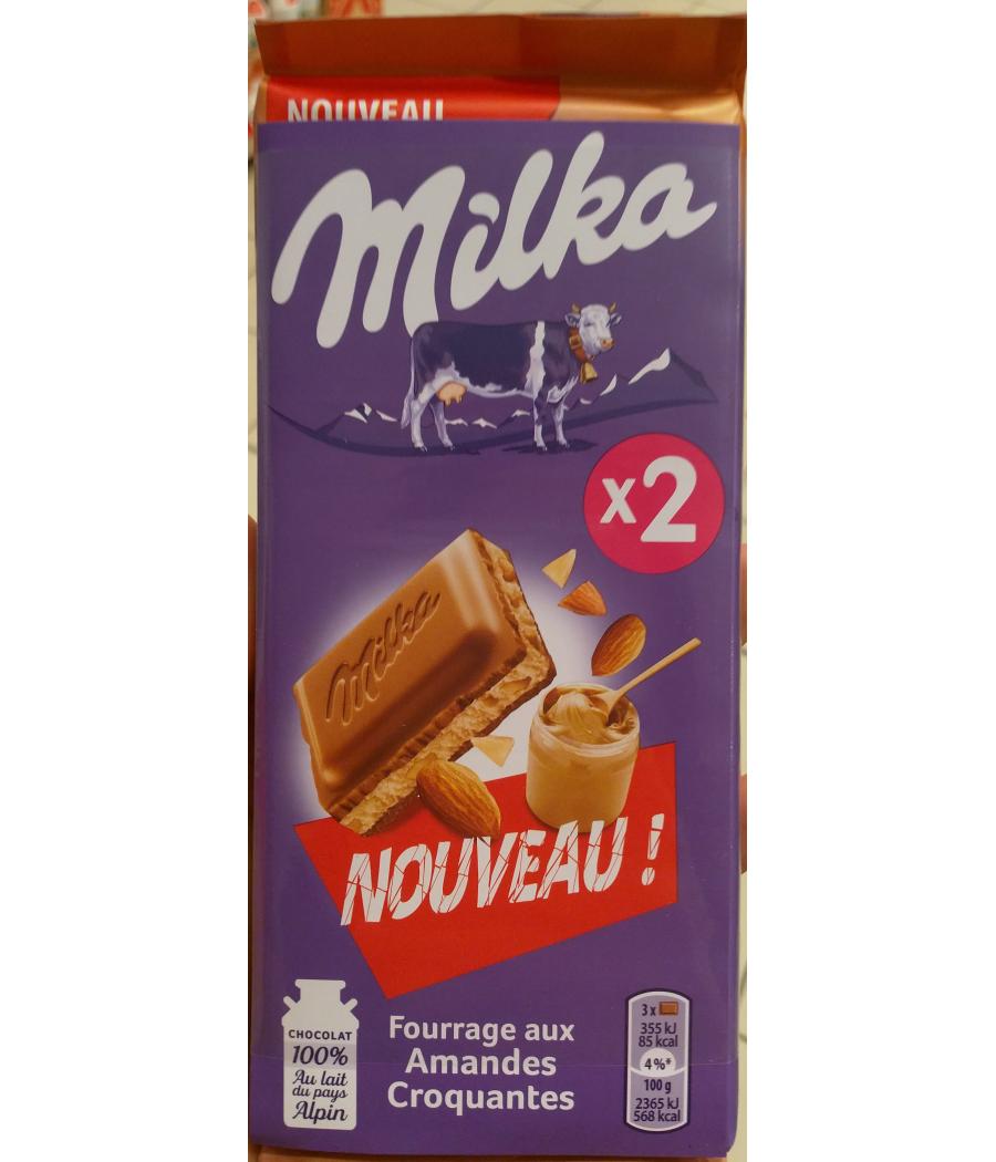 CHOCOLAT MILKA FOURRAGE AUX AMANDES CROQUANTES 180G (2 X 90G)