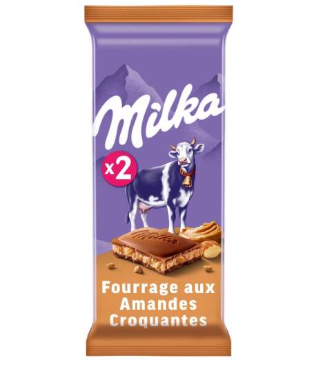 CHOCOLAT MILKA FOURRAGE AUX AMANDES CROQUANTES 180G (2 X 90G)