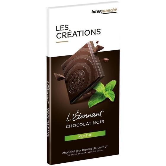 CHOCOLAT LES CREATIONS TABLETTE DEGUSTATION CHOCOLAT NOIR MENTHE 100G