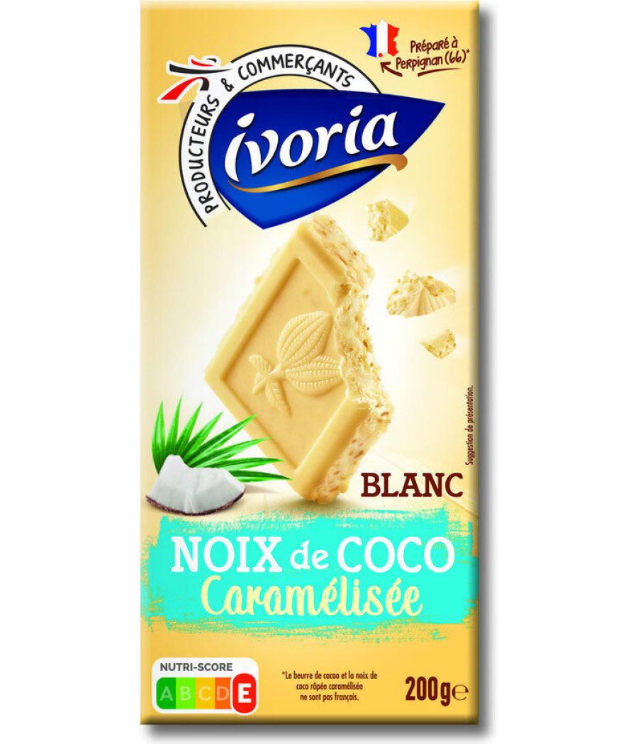 CHOCOLAT IVORIA BLANC ET NOIX DE COCO CARAMELISEES 200G
