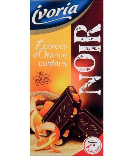 TABLETTE BLOC CHOCOLAT NOIR AUX D'ORANGES IVORIA 200G