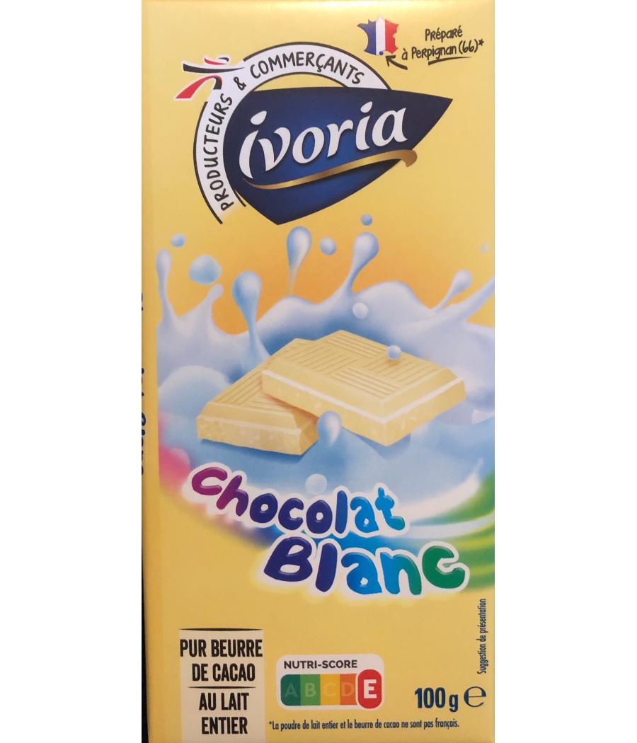 TABLETTE DE CHOCOLAT BLANC IVARIO 100G