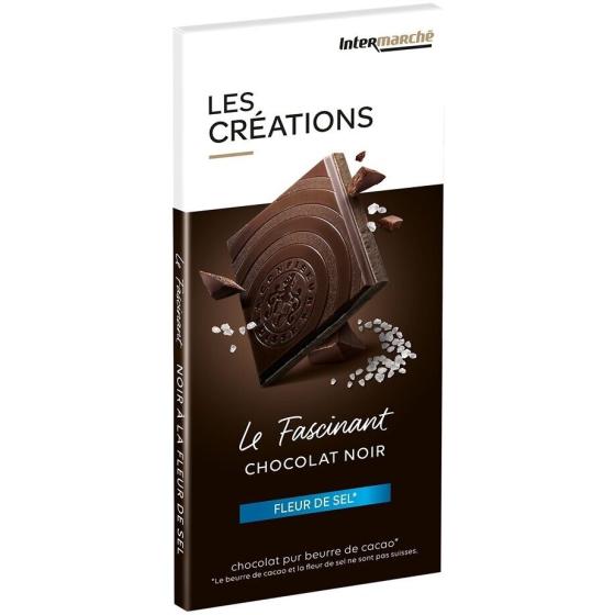 TABLETTE DE CHOCOLAT NOIR FLEUR DE SEL LE FASCINANT LES CREATIONS 100G
