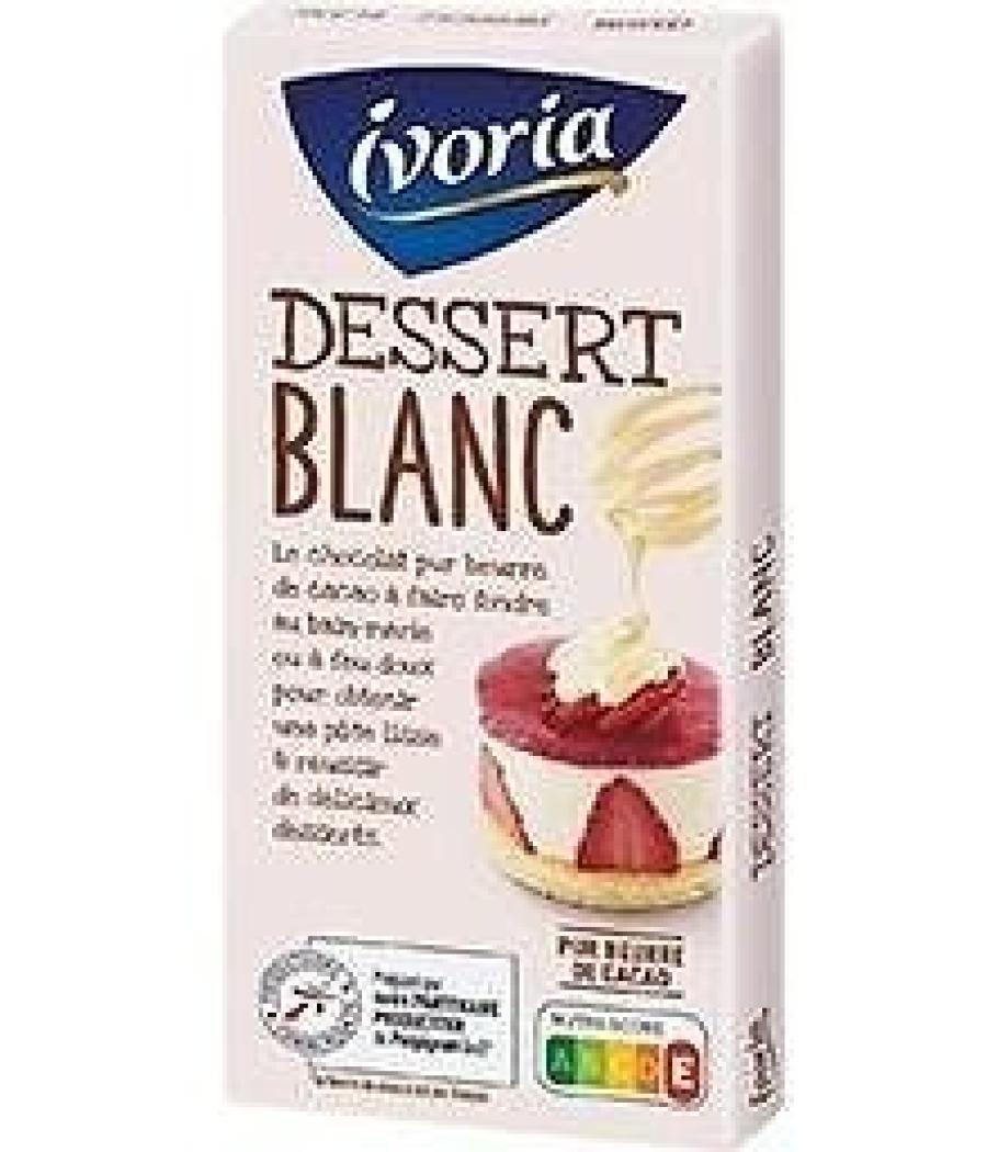 TABLETTE DE CHOCOLAT BLANC DESSERT IVORIA 180G