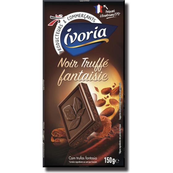 TABLETTE DE CHOCOLAT NOIR TRUFFE FANTAISIE IVORIA 150G