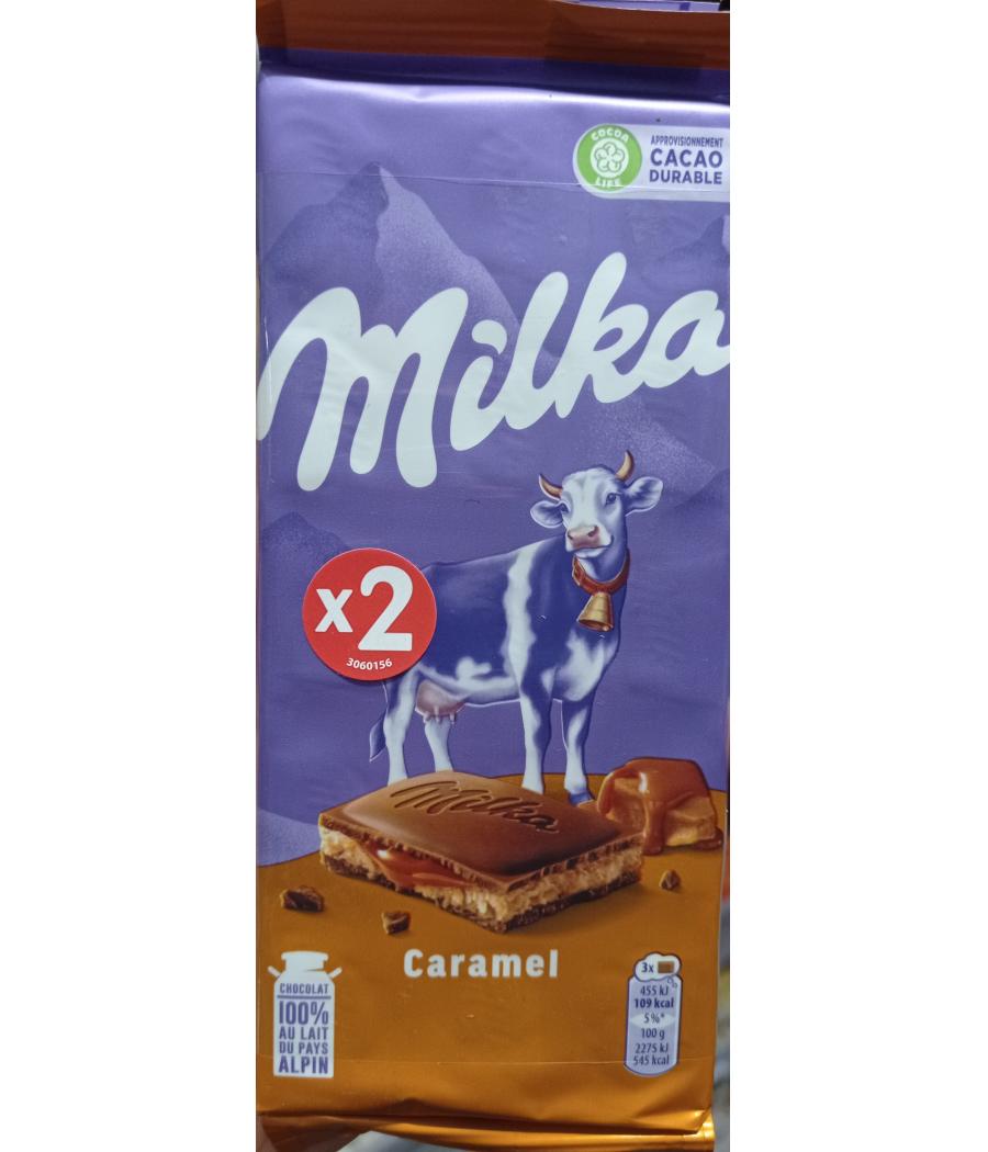TABLETTE DE CHOCOLAT CARAMEL MILKA X2 200G