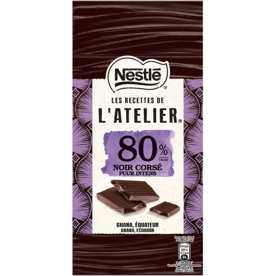 TABLETTE DE CHOCOLAIT NOIR CORSE PUR INTENS L'ATELIER NESTLE 80% CACAO 100G