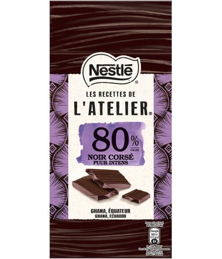 TABLETTE DE CHOCOLAIT NOIR CORSE PUR INTENS L'ATELIER NESTLE 80% CACAO 100G
