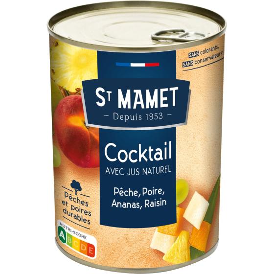 COCKTAIL DE FRUITS PÊCHE POIRE ANANAS RAISIN ST MAMET 425G