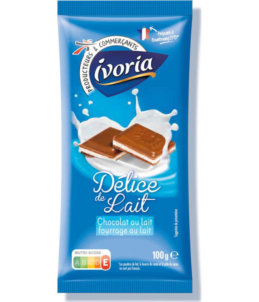 TABLETTE FAMILIALE CHOCOLAT AU LAIT FOURRAGE AU LAIT IVORIA 200G