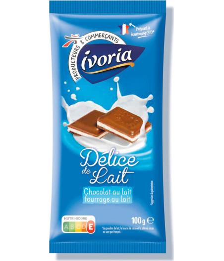TABLETTE FAMILIALE CHOCOLAT AU LAIT FOURRAGE AU LAIT IVORIA 200G