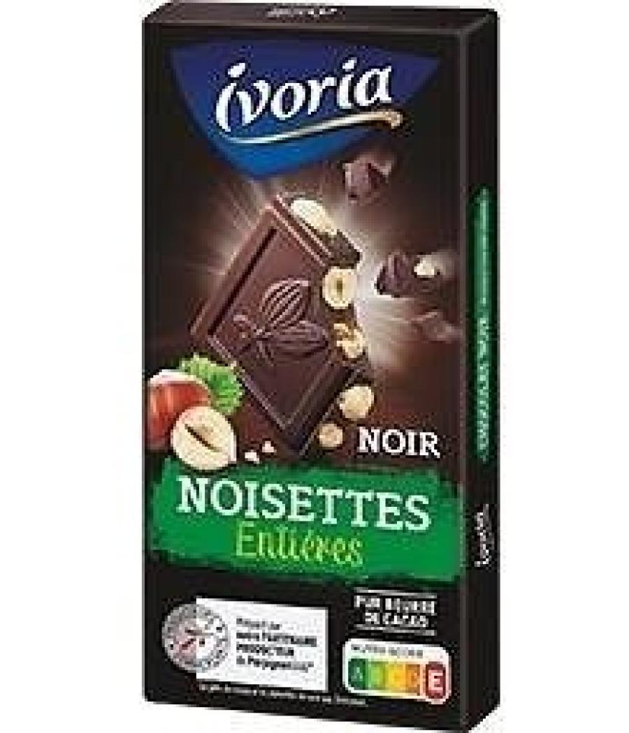 TABLETTE BLOC CHOCOLAT NOIR AUX NOISETTES ENTIERES 200G