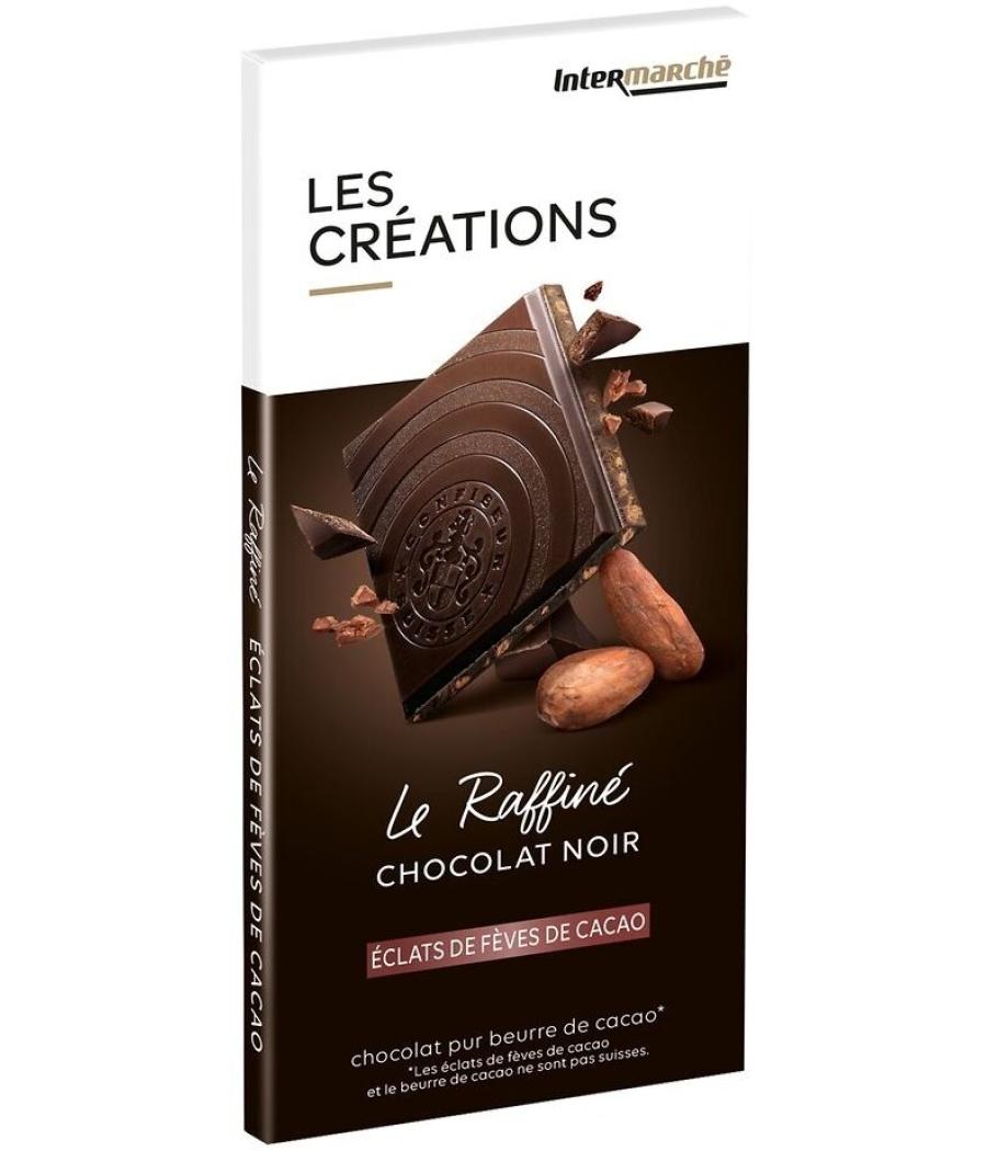 TABLETTE   CHOCOLAT NOIR AUX ECLATS DE FEVES DE CACAO INTERMARCHE  100G