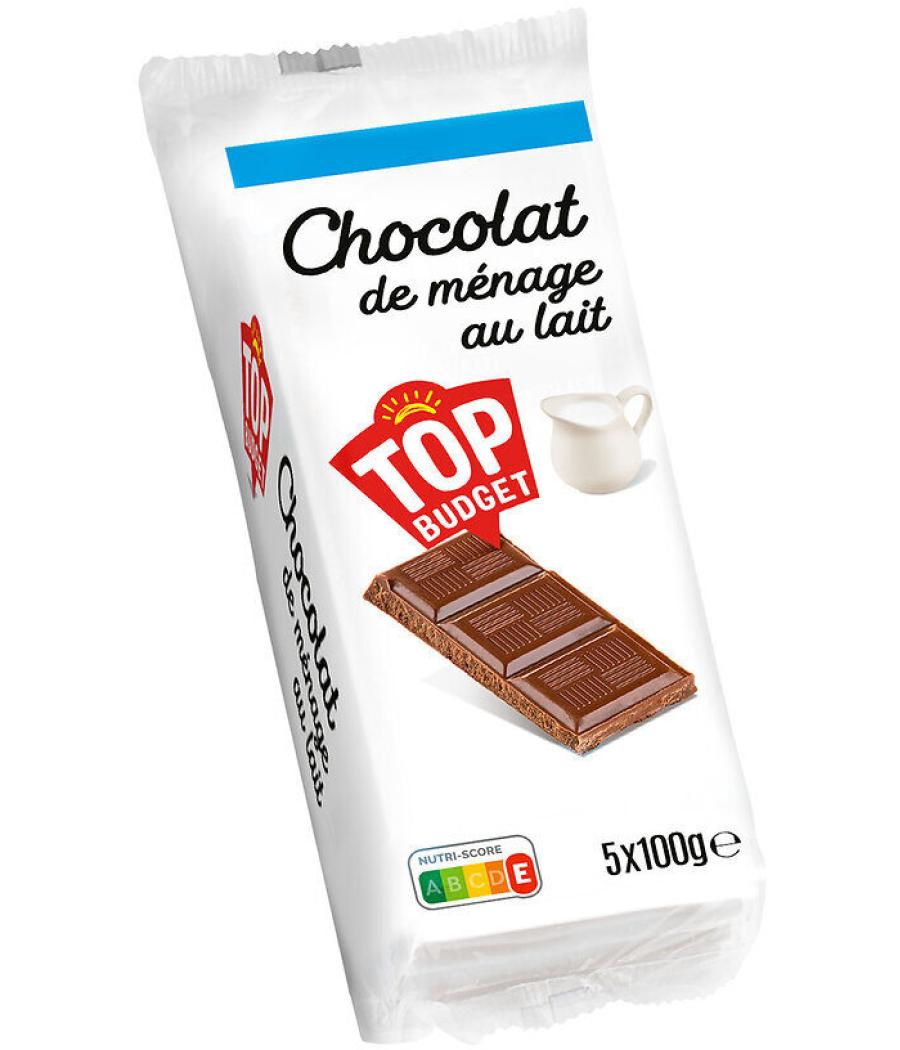 TABLETTE DE  CHOCOLAT AU LAIT TOP BUDGET  5X100G