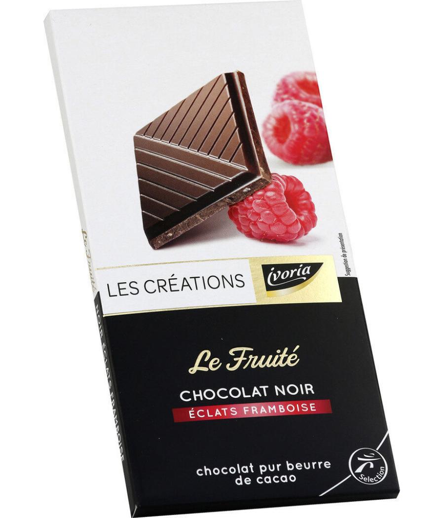 CHOCOLAT NOIR AUX ECLATS DE FRAMBOISE IVORIA  100G