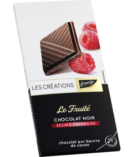 CHOCOLAT NOIR AUX ECLATS DE FRAMBOISE IVORIA  100G