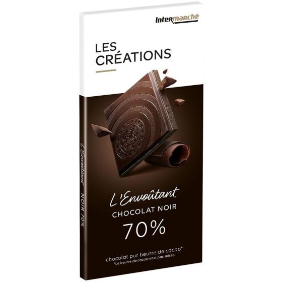 TABLETTE DE CHOCOLAT NOIR 70%   LES CREATIONS INTERMARCHE 100G