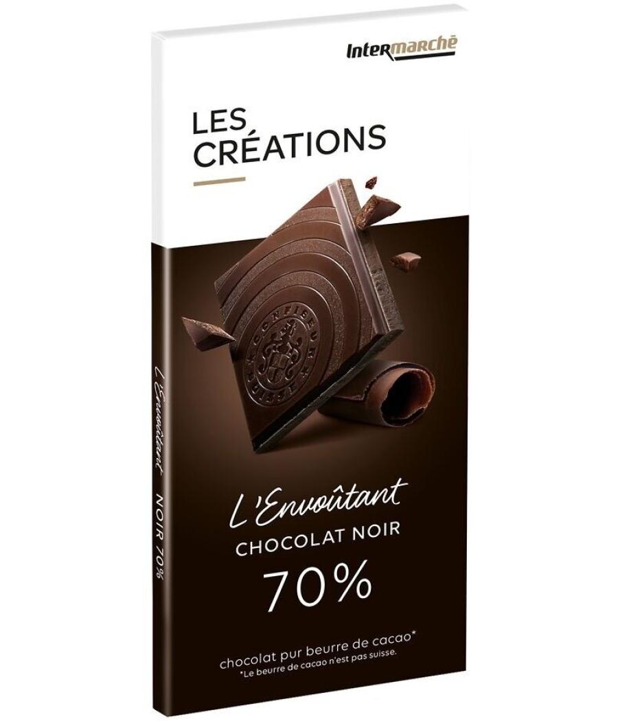 TABLETTE DE CHOCOLAT NOIR 70%   LES CREATIONS INTERMARCHE 100G