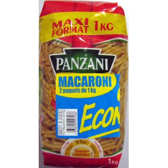 MACARONI (MAXI FORMAT) OFFRE ECONOMIQUE 2 X 1 KG