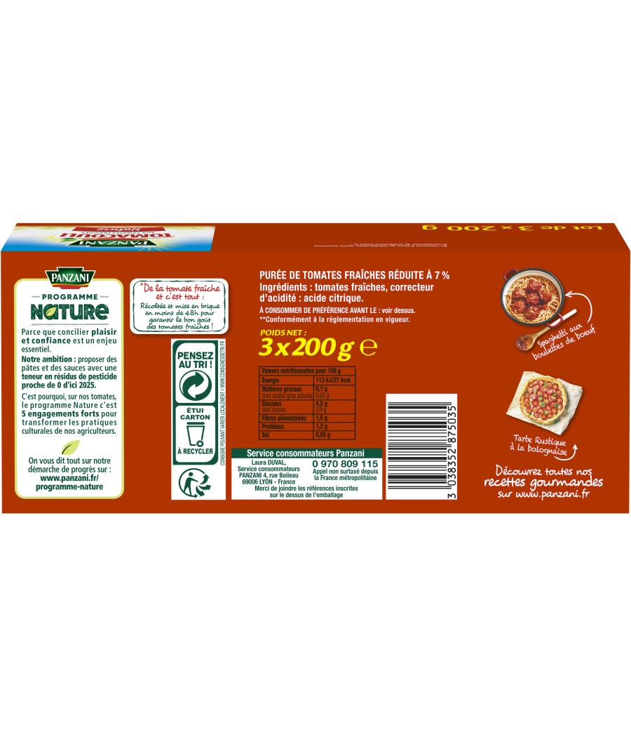 TOMATE PANZANI TOMACOULI NATURE 3 X 200G