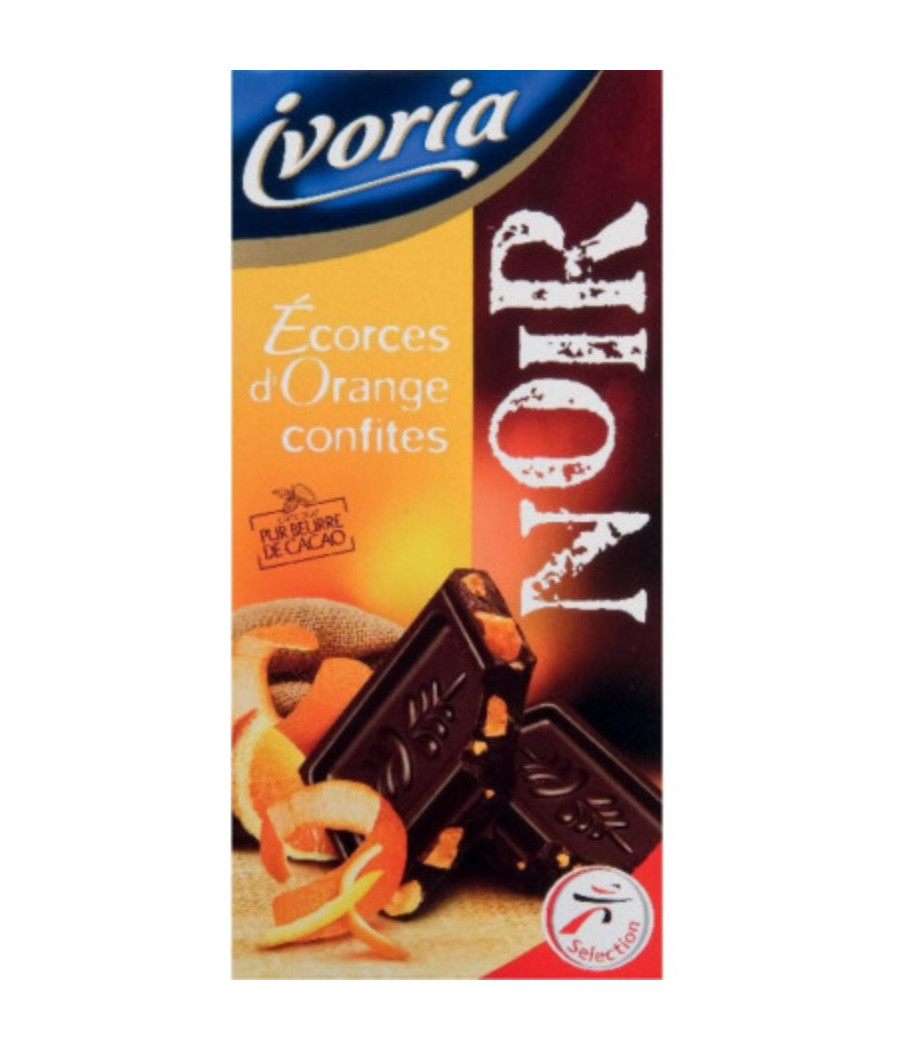 TABLETTE BLOC CHOCOLAT NOIR AUX D'ORANGES IVORIA 200G