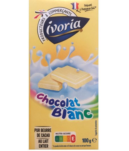 TABLETTE DE CHOCOLAT BLANC IVARIO 100G