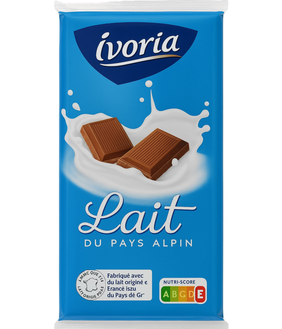 TABLETTE DE CHOCOLAT AU LAIT DU PAYS ALPIN IVORIA X3 300G