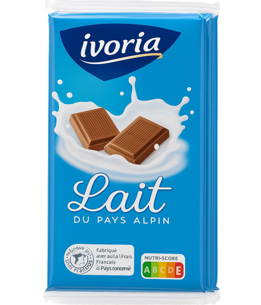 TABLETTE DE CHOCOLAT AU LAIT DU PAYS ALPIN IVORIA X3 300G