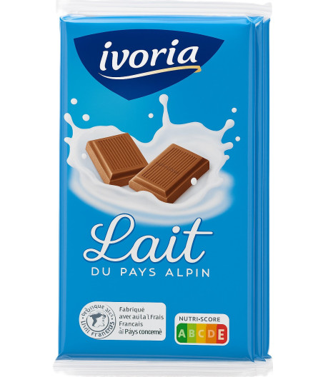 TABLETTE DE CHOCOLAT AU LAIT DU PAYS ALPIN IVORIA X3 300G