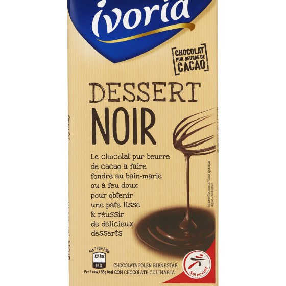 TABLETTE DE CHOCOLAT DESSERT NOIR IVORIA 200G