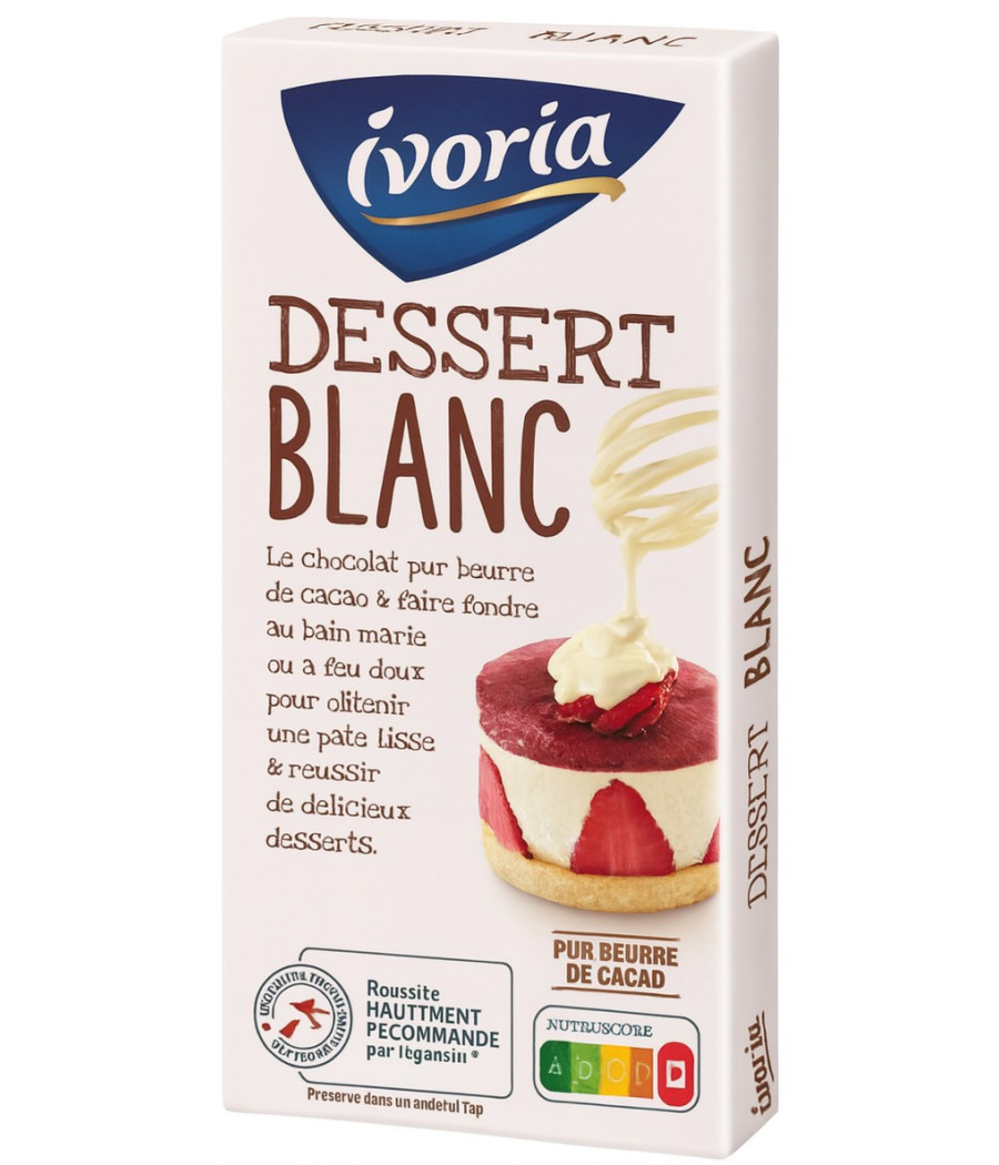 TABLETTE DE CHOCOLAT DESSERT BLANC IVORIA 180G