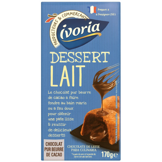 TABLETTE DE CHOCOLAT DESSERT LAIT PUR BEURRE DE CACAO IVORIA 170G