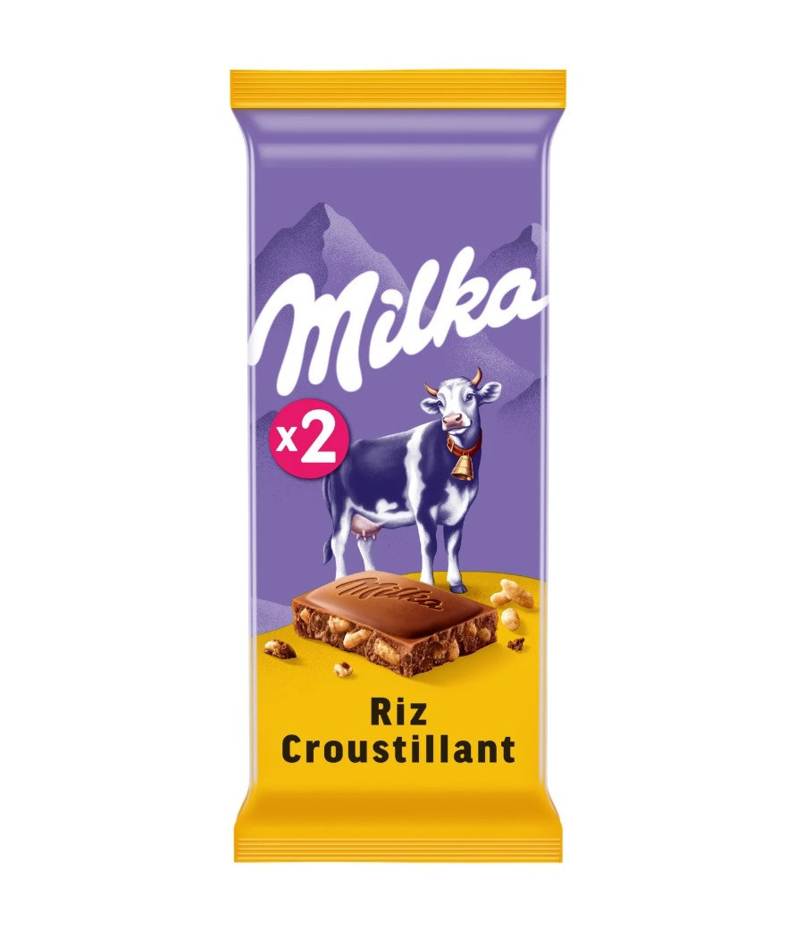 TABLETTE DE CHOCOLAT RIZ CROUSTILLANT MILKA 2X 100G