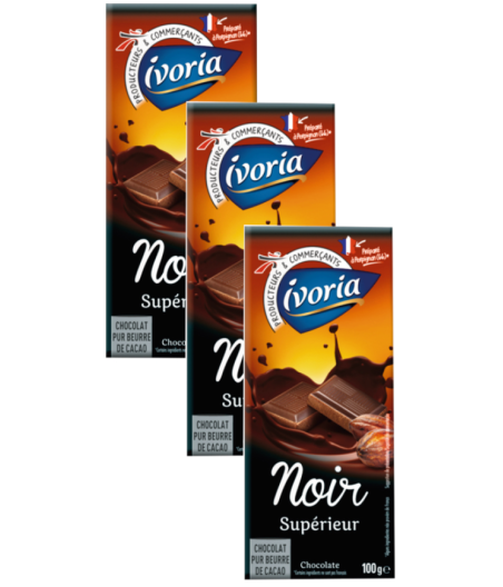 CHOCOLAT IVORIA TABLETTE FAMILIALE CHOCOLAT NOIR 300G 3X100G